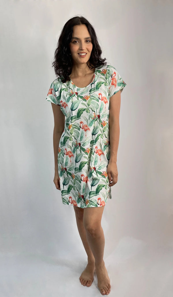 Karen Nightgown Short in Flamingo