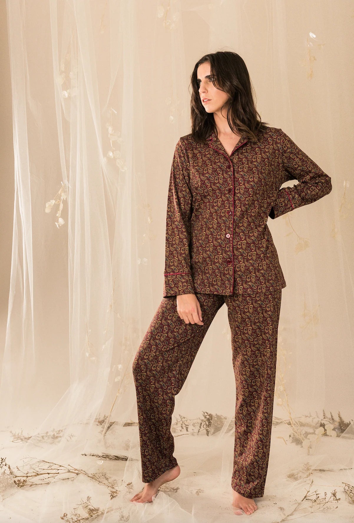 Monalisa PJ Set in Paisley Red