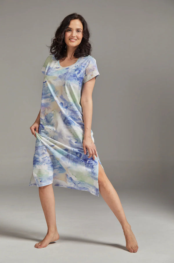 Karen Nightgown Long Short Sleeves in Watercolor