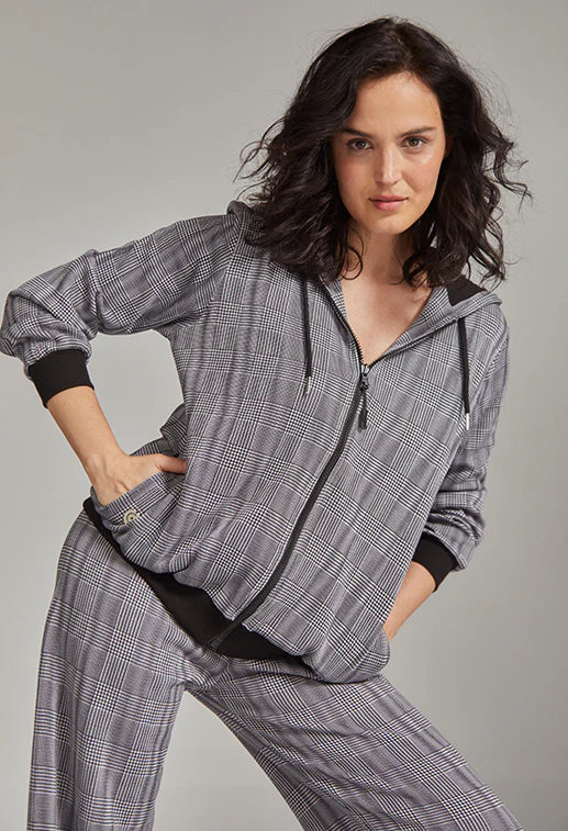 Pima Sweat Suit Set Half Sleeves in Prince of Wales