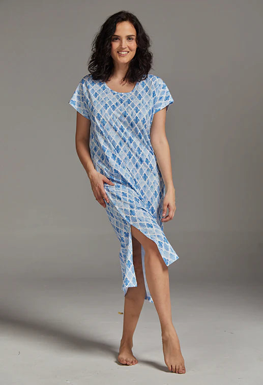 Karen Nightgown Long Short Sleeves in Morocco