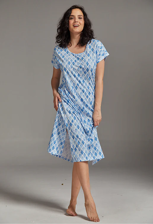 Karen Nightgown Long Short Sleeves in Morocco