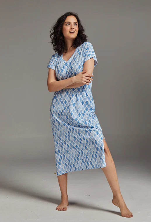 Karen Nightgown Long Short Sleeves in Morocco