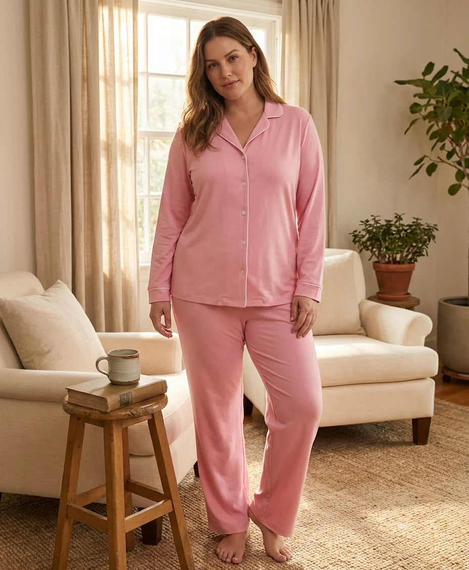 Monalisa PJ Set in Solid Pink