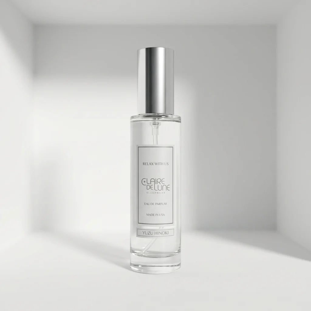 Perfume Clear Tall Round Silver 1.7oz (CalmMe) Yuzu Hinoki