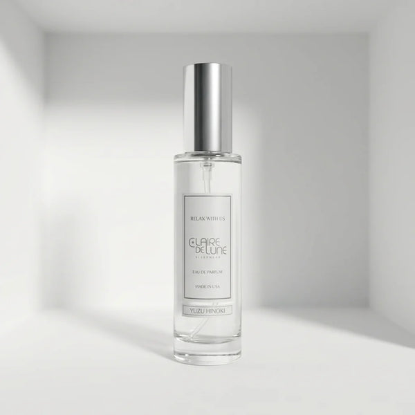 Perfume Clear Tall Round Silver 1.7oz (CalmMe) Yuzu Hinoki