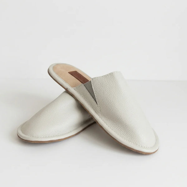 Women's Leather Slippers in White
